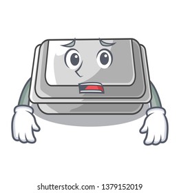 Afraid plastic box in the cartoon table