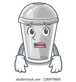 Afraid plastic cup isolated on with mascot