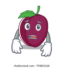 Afraid plum mascot cartoon style