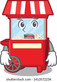 Afraid popcorn machine isolated mascot