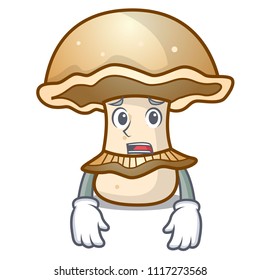 Afraid portobello mushroom mascot cartoon