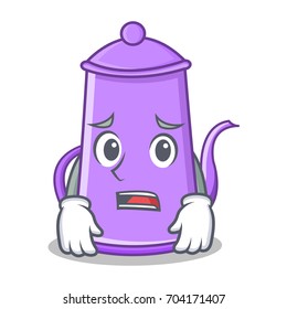 Afraid purple teapot character cartoon