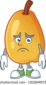 Afraid ripe fragrant pear fruit cartoon character