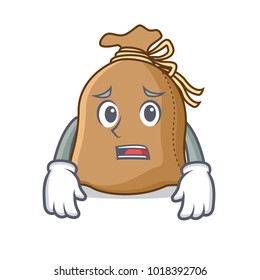 Afraid sack mascot cartoon style