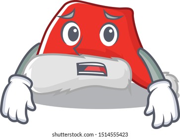 Afraid santa hat character shaped in cartoon