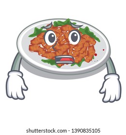 Afraid sesame chicken in a cartoon bowl