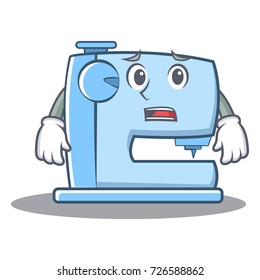 Afraid sewing machine emoticon character