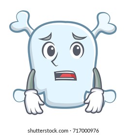 Afraid skull character cartoon style