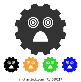 Afraid Smiley Gear icon. Vector illustration style is a flat iconic afraid smiley gear symbol with black, gray, green, blue, yellow color versions. Designed for web and software interfaces.