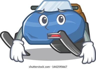 Afraid snowmobile isolated in the a cartoon