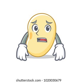 Afraid soy bean mascot cartoon