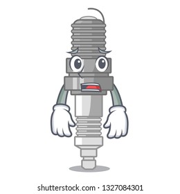 Afraid spark plug isolated with the mascot