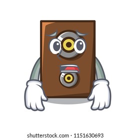 Afraid speaker mascot cartoon style