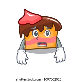 Afraid sponge cake mascot cartoon