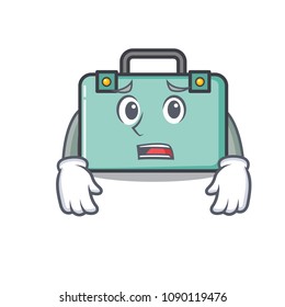 Afraid suitcase mascot cartoon style