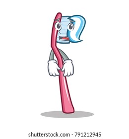 Afraid toothbrush mascot cartoon style