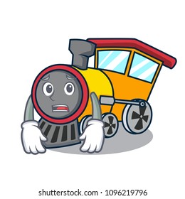 Afraid train mascot cartoon style