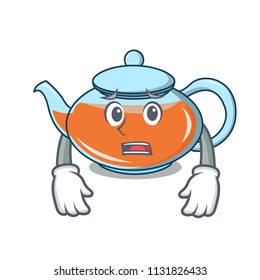 Afraid transparent teapot character cartoon