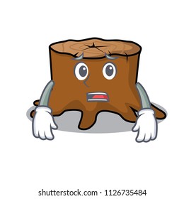 Afraid tree stump mascot cartoon