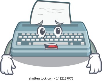 Afraid typewriter in the a cartoon shape