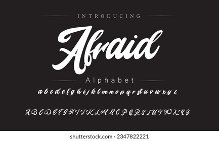 Afraid vector brush style font, alphabet, typeface