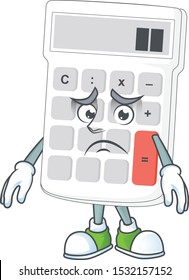 Afraid white calculator in the character mascot