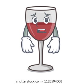 Afraid wine mascot cartoon style