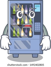 Afraid wine vending machine isolated with character