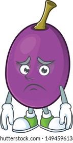Afraid winne fruit cute mascot cartoon style