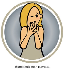 Afraid woman covering the mouth with its hands