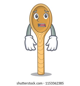 Afraid wooden spoon mascot cartoon