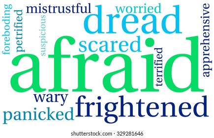 Afraid word cloud on a white background.  - Powered by Shutterstock - Get 15% off with code: PIKWIZARD15