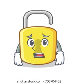 Afraid yellow lock character mascot