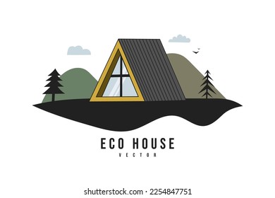 A-frame tiny house. Vector illustration in flat style