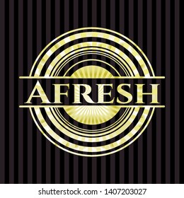 Afresh gold badge or emblem. Vector Illustration. Detailed.