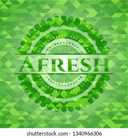Afresh green emblem with mosaic ecological style background