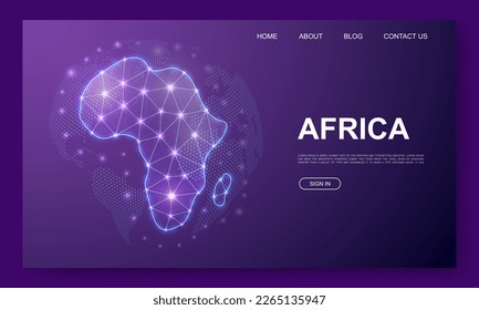 Africa 3d low poly website template. Africa map design illustration concept. Polygonal Continent silhouette symbol