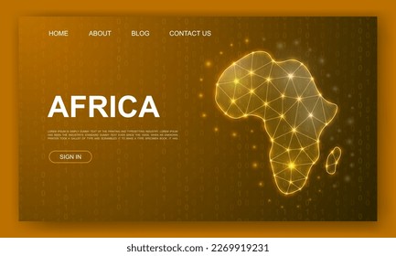 Africa 3d polygonal website template. Africa map design illustration concept. Low poly Continent silhouette symbol