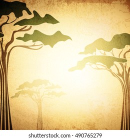 Africa Abstract Acacia Tree Grunge Vintage Background