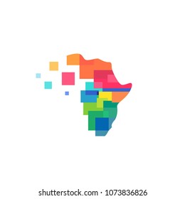 africa abstract colorful tech logo vector icon