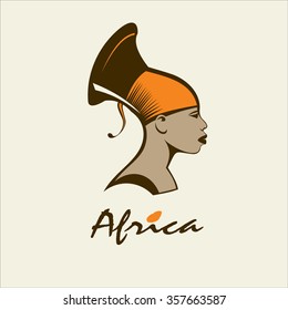 Africa. African woman. Vector logo.