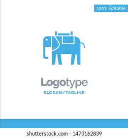 Africa, Animal, Elephant, Indian Blue Solid Logo Template. Place for Tagline