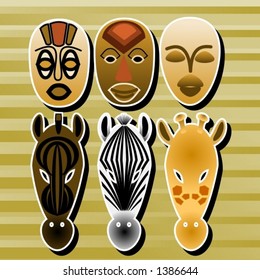 Africa animal and human masks