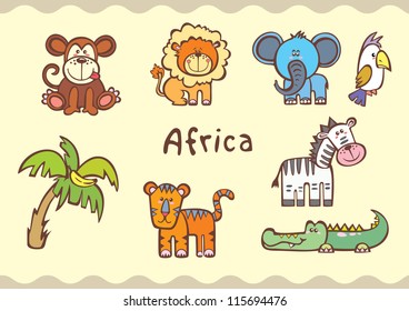 africa, animals cartoon