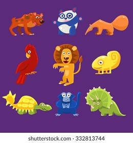 Africa Animals with Emotions, Vector Illustration Set