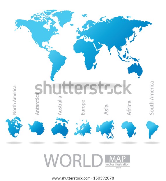 アフリカ 南極 アジア オーストラリア ヨーロッパ 北アメリカ 南アメリカ ワールドマップのベクターイラスト のベクター画像素材 ロイヤリティフリー