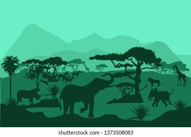 Africa background vector illustration ,silhouette