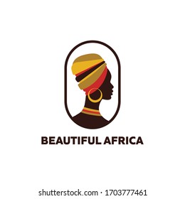 Africa Beautiful Women Logo Design Icon Vector