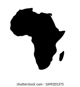 Africa black silhouette. Contour map of continent. Simple flat vector illustration.