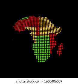 Africa blank map vector . Africa digital map template . black Africa map . Colorful map of Africa . sphere dots globe surface